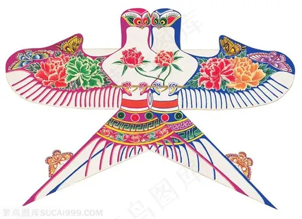 双燕蝴蝶牡丹花风筝纸鸢民俗节日图片