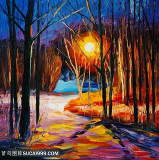 树林美景唯美艺术挂画