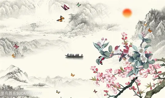 花鸟山水插画 花鸟山水插画