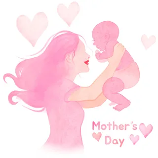 水彩粉色母亲节素材