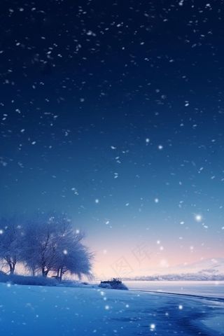 大雪漫天飞雪蓝色浪漫冬天节气海报背景