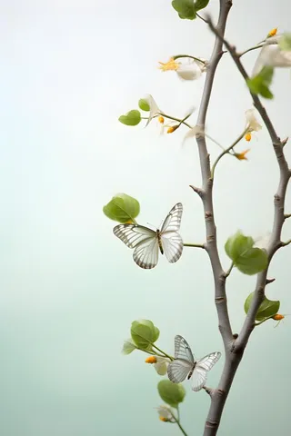 树枝蝴蝶清新背景