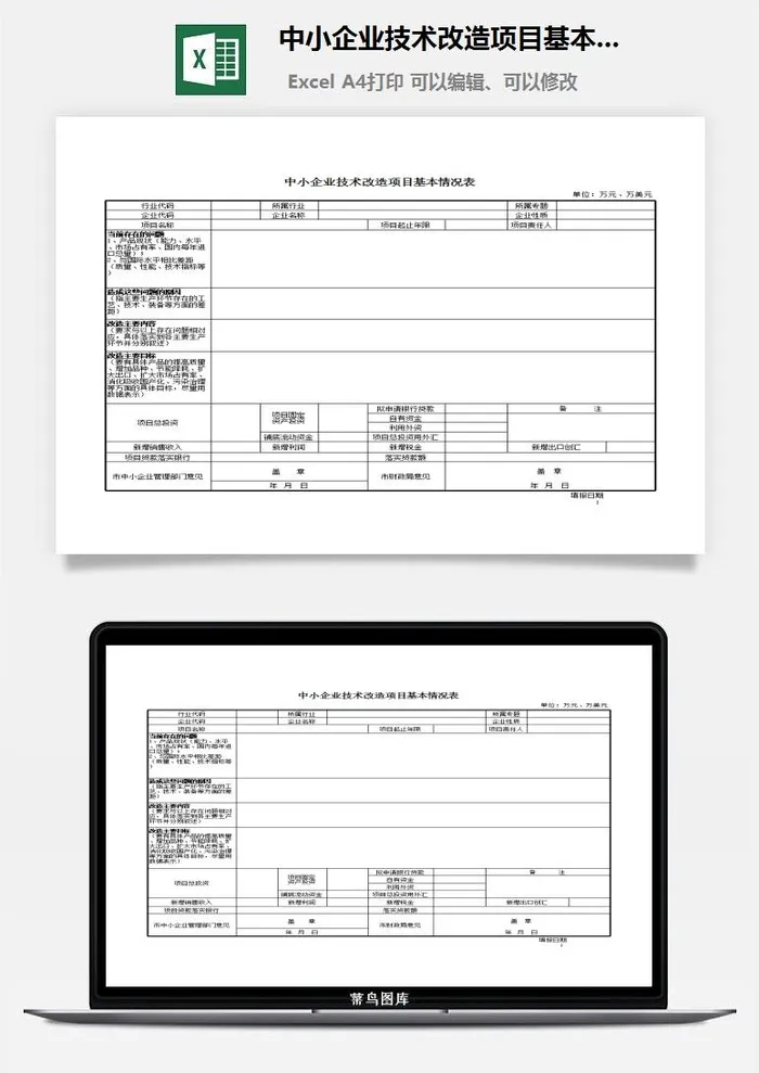 中小企业技术改造项目基本情况表excel模板