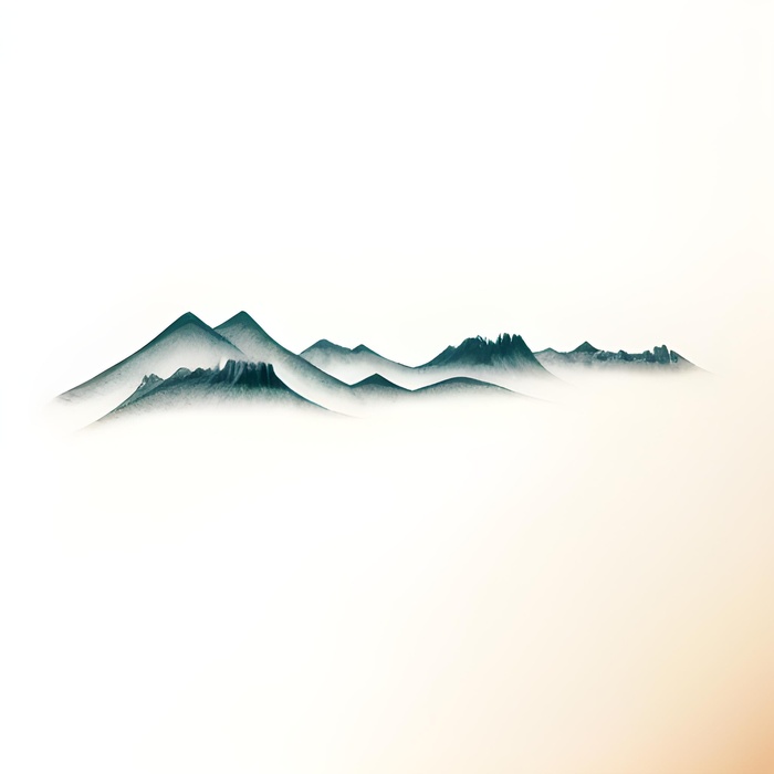 远处的山峰水墨风格png免抠(2048x2048)