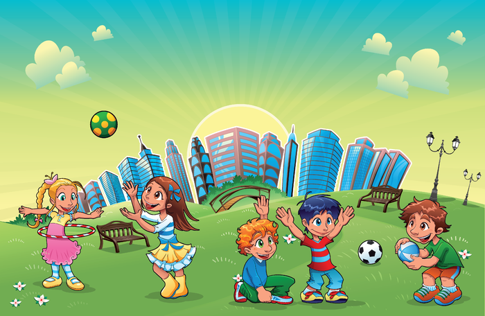 卡通城市小孩eps,ai矢量模版下载