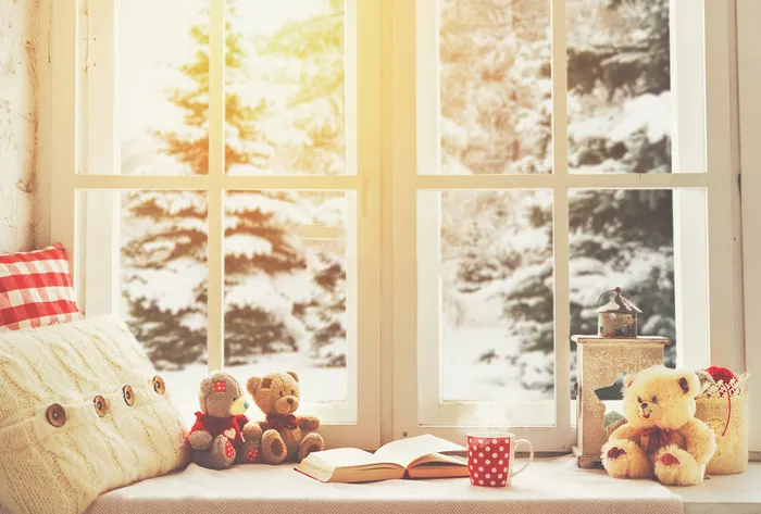 圣诞节装饰窗户门冬天新年装饰室内外场景(134)