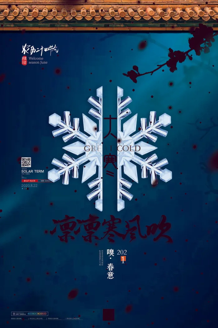 二十四24节气大寒中国传统节日冬季海报模设计素材psd模版下载