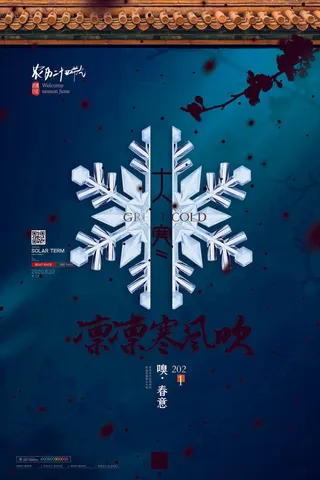 二十四24节气大寒中国传统节日冬季海报模设计素材