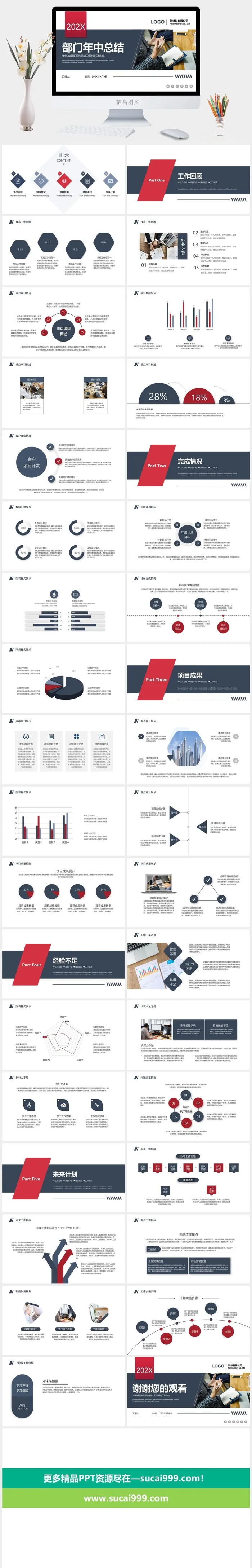部门年中总结时尚工作PPT