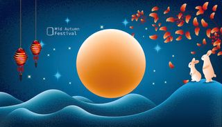 设计中秋节背景风景