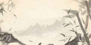 中国风传统水墨古风古典展板边框工笔画PS海报背景平面设计素材