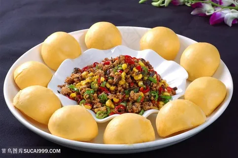 粗粮窝窝头中华美食摄影图