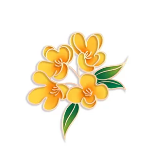 国潮风立体浮雕金边手绘花朵花卉PSD设计PNG免扣图片元素素材