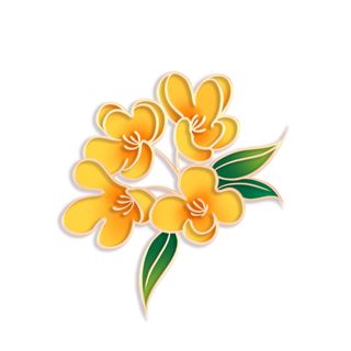 国潮风立体浮雕金边手绘花朵花卉PSD设计PNG免扣图片元素素材