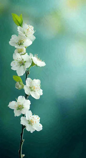 春天清新白色花朵枝叶，春分立春摄影图