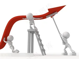 在协同合作的立体小人创意设计高清图片