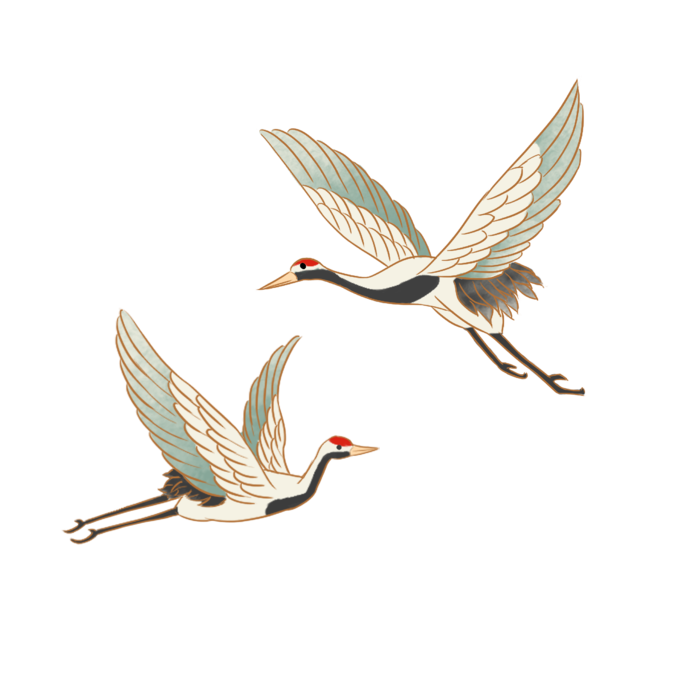 中国风古典中式国潮风手绘飞鹤图案仙鹤装饰素材PNG免抠插画元素