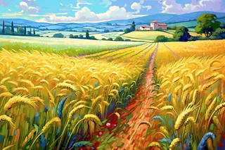 小满一望无际金灿灿麦田希望的田野丰收