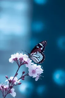 蝴蝶鲜花简约渐变背景