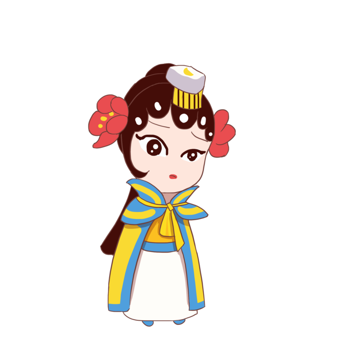 卡通京剧戏剧人物脸谱插画PNG图片 国潮中国风Q版戏剧人物PS素材