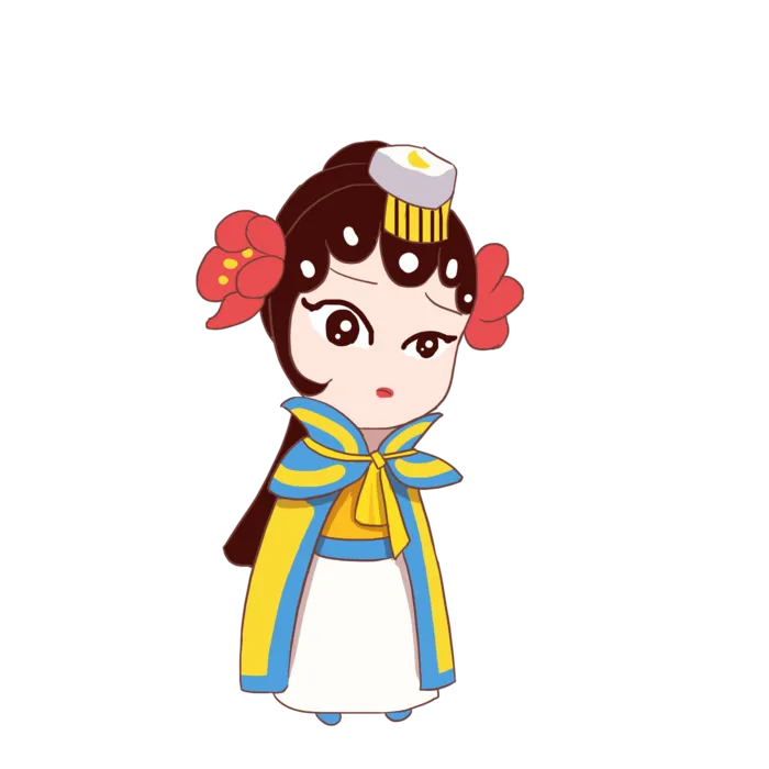 卡通京剧戏剧人物脸谱插画PNG图片 国潮中国风Q版戏剧人物PS素材