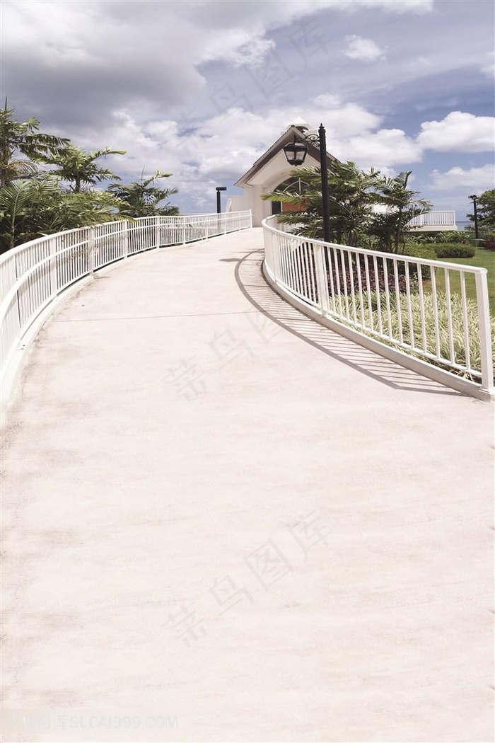道路别墅风景画