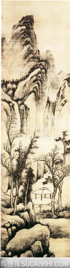 高山松石图