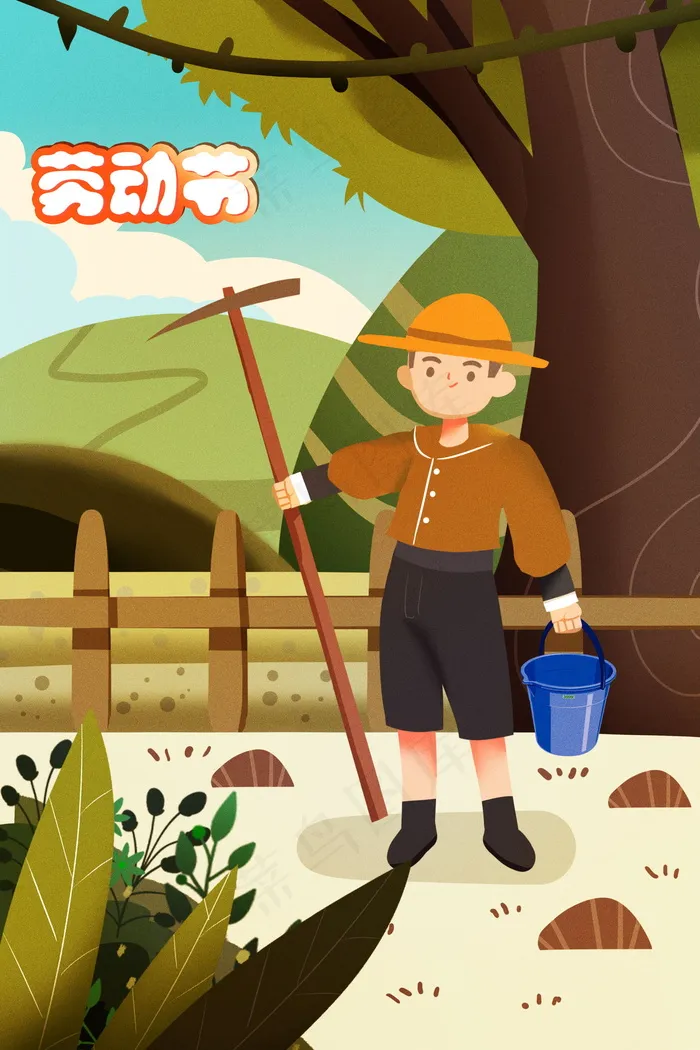 五一劳动节插画 psd模版下载