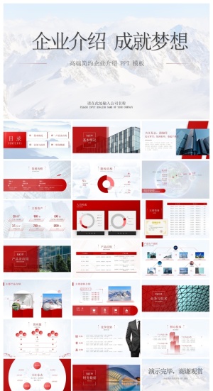 高端红色商务企业介绍ppt模板预览图