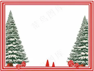 圣诞边框装饰圣诞树圣诞老人可爱卡插画背景