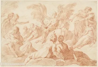 素描人群艺术挂画