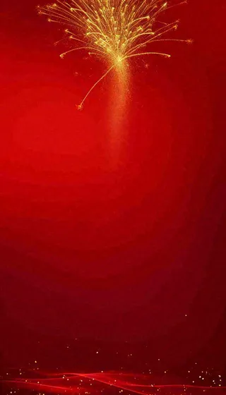 中国红喜庆烟花丝绸丝带，节日背景