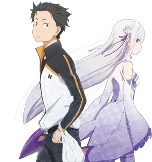 男孩女孩擦肩而过素材卡通人物