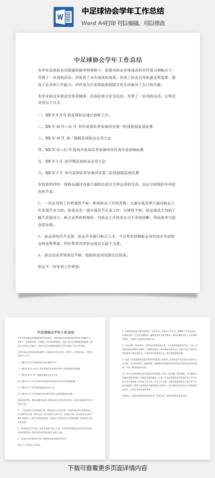 中足球协会学年工作总结