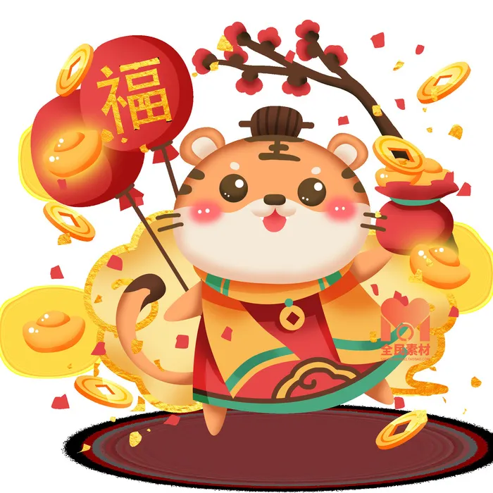 可爱2022年虎年吉祥物卡通形象新年海报元素AI矢量图PSD分层设计素材psd模版下载