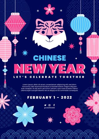 2022虎年新年春节元旦促销标签网页登录页BANNER海报AI矢量素材