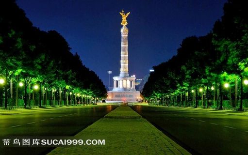 德国首都柏林马路广场夜景素材