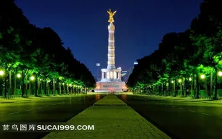 德国首都柏林马路广场夜景素材