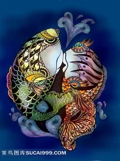 插画鱼设计素材