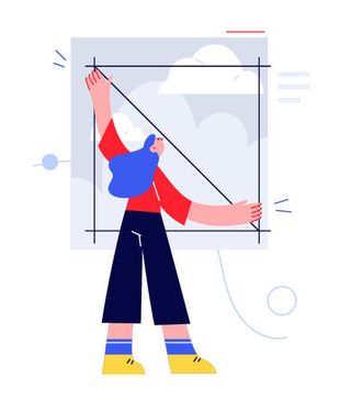 扁平风简笔画抽象报告人物插画