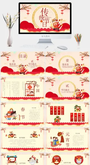 传统文化
牛年
橘色橙色中国风营销卡通风PPT模板