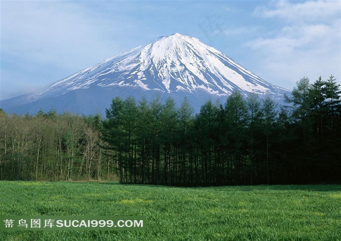 日本富士山雪山美景素材