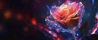 冰钻红玫瑰暗黑艺术，浪漫爱情情人节