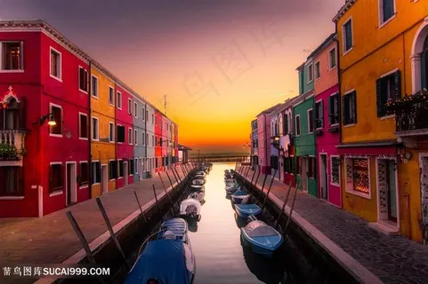 威尼斯七彩房屋建筑风景图片