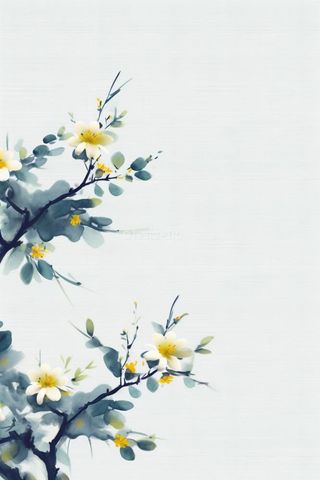 中国风简约淡雅蓝色枝叶背景