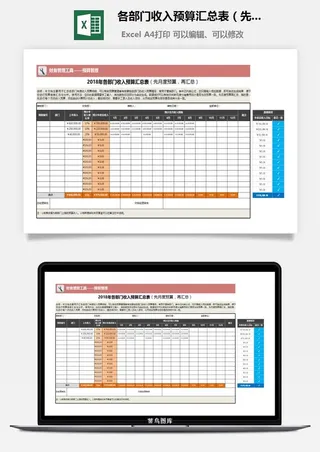 59各部门收入预算汇总表（先月度预算，再汇总）