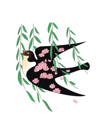 清明元素卡通春天清明节晚春绿色