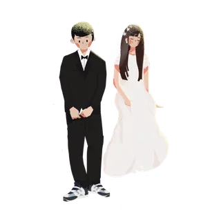 婚纱卡通人物婚礼白纱结婚婚纱摄影手绘
