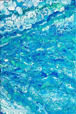 蓝色唯美水彩艺术油画