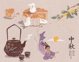 设计中秋节背景风景 eps,ai矢量模版下载